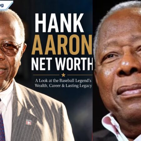 Hank Aaron net worth — two portraits of the baseball legend, Hall of Famer and all-time home run king