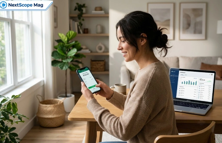 Person using a mobile banking app to send an instant transfer with routing and account number