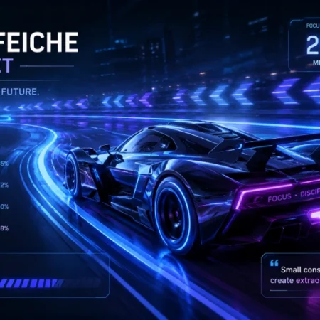 Futuristic racing car on digital track representing the jipinfeiche productivity mindset of speed with control.