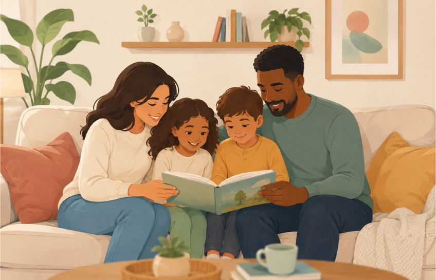Illustration representing a review of the FamousParenting.com parenting and lifestyle blog